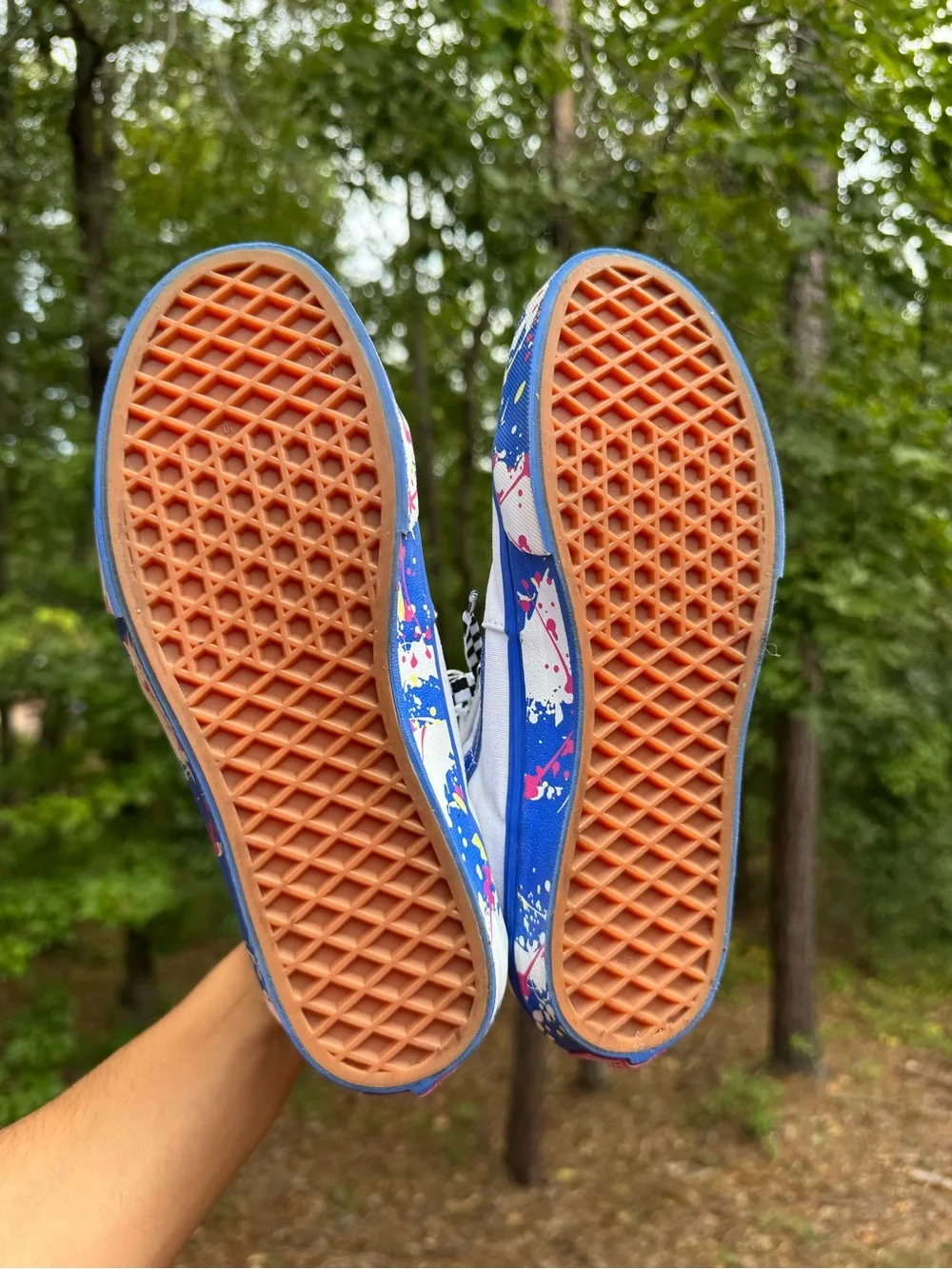Vans Sk8-Hi Paint Splatter White Blue High Top Sneakers 5.5Y 37